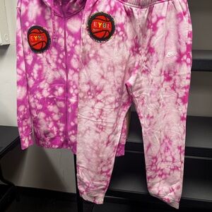 Nike Men EYBL Pink Tie-Dye Sweatpants & Hoodie